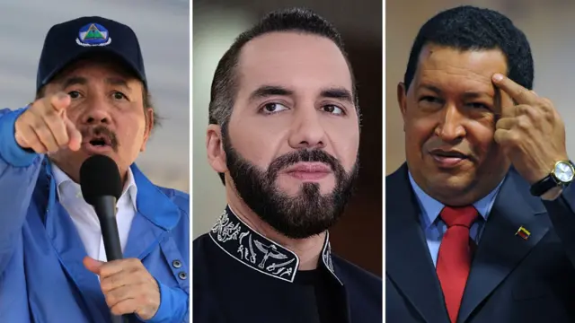 Daniel Ortega, Nayib Bukele e Hugo Chávez