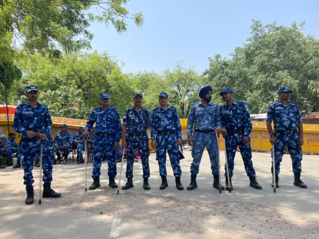 जंतर मंतर पर सुरक्षा बल