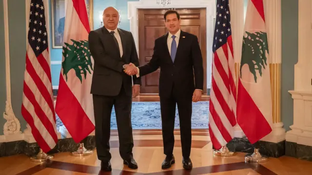 الرئيس عون والوزير روبيو في مقر الخارجية الأمريكية.