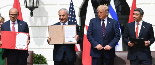 صورة لإبرام اتفاقيات أبراهام عام 2020.