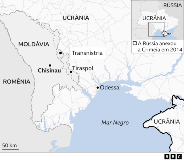 Mapa da Transnístria, na Moldávia
