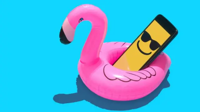 illustration d'un téléphone sur une bouée dans la piscine