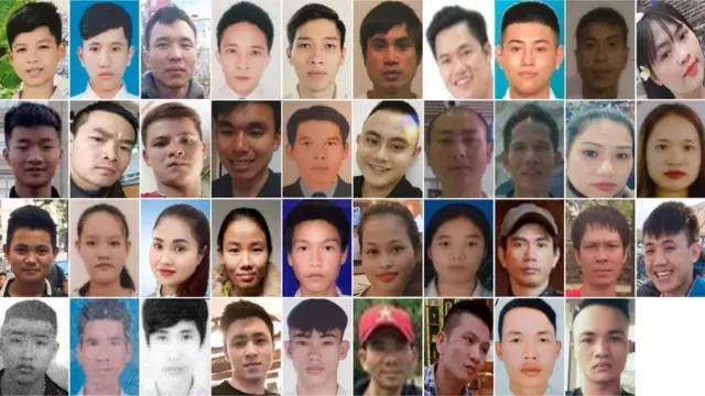 Los 39 migrantes vietnamitas muertos en el camión. 