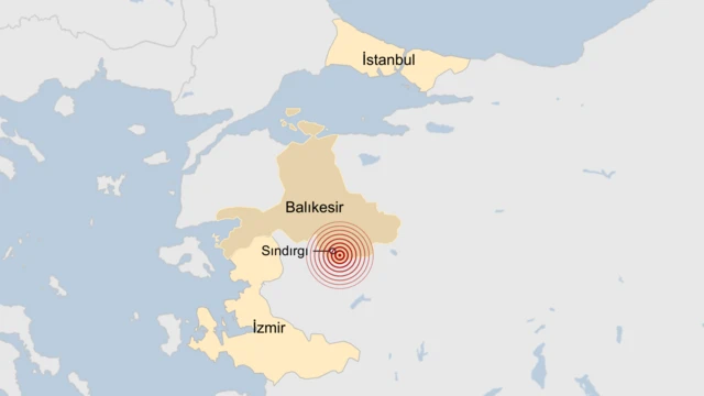 Balıkesir, İstanbul ve İzmir’i gösteren bir harita