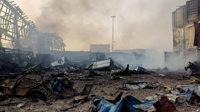 Последствия взрыва в иранском порту