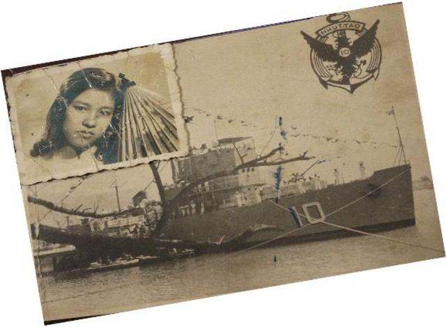 Tấm bưu thiếp có hình con tàu HQ-10 mà cố Trung tá Ngụy Văn Thà gửi về cho vợ trước khi đi làm nhiệm vụ và rồi hy sinh ngày 19/1/1974