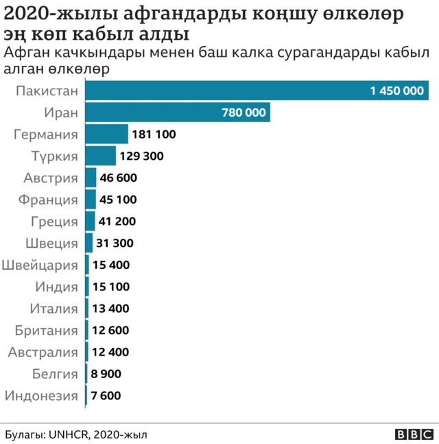 Афгандарды коңшулары көп кабыл алды