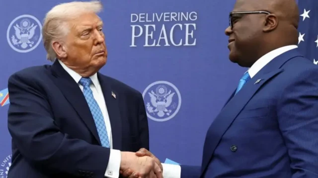 Les présidents Trump et Tshisekedi.