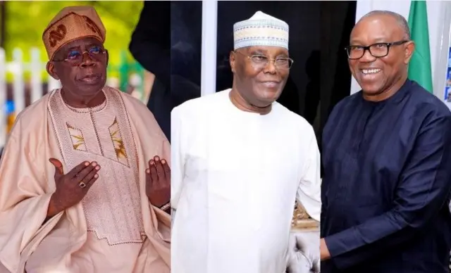 Foto Onyeisiala Bola Tinubu, Atiku Abubakar na Peter Obi
