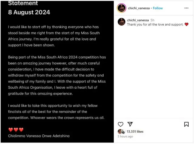 Aworan atẹjade ti Chidimma fi sita loju opo Instagram rẹ