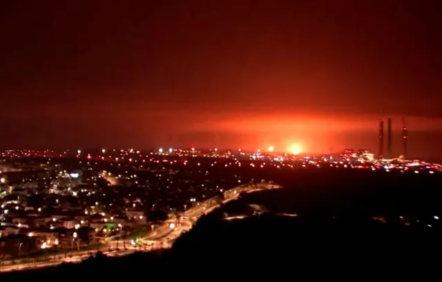 Explosão vista do lado israelense