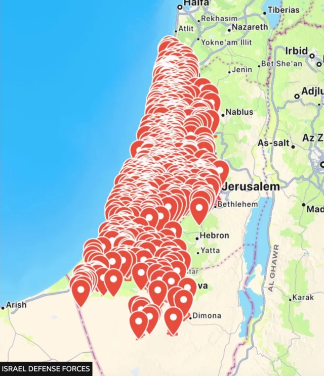 İsraildə səslənən sirenlərin xəritəsi
