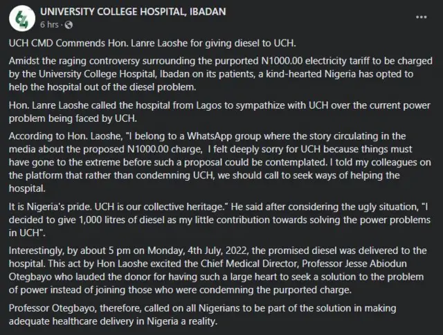 Atẹjade UCH lori ẹlẹyinjuaanu to fi disu ranṣẹ