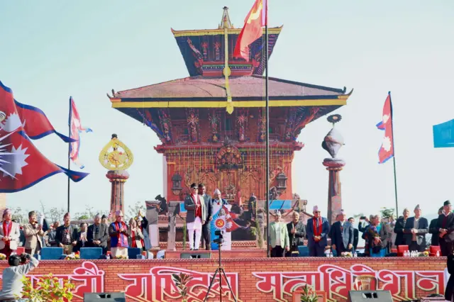 नेकपा एमाले अध्यक्ष केपी ओली महाधिवेशन उद्घाटनका क्रममा