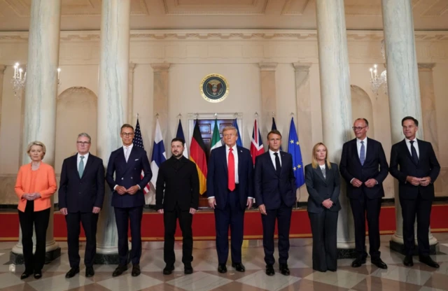 Trump con los líderes europeos en la Casa Blanca.