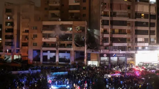 موقع اغتيال صالح العاروري في الضاحية الجنوبية في بيروت 