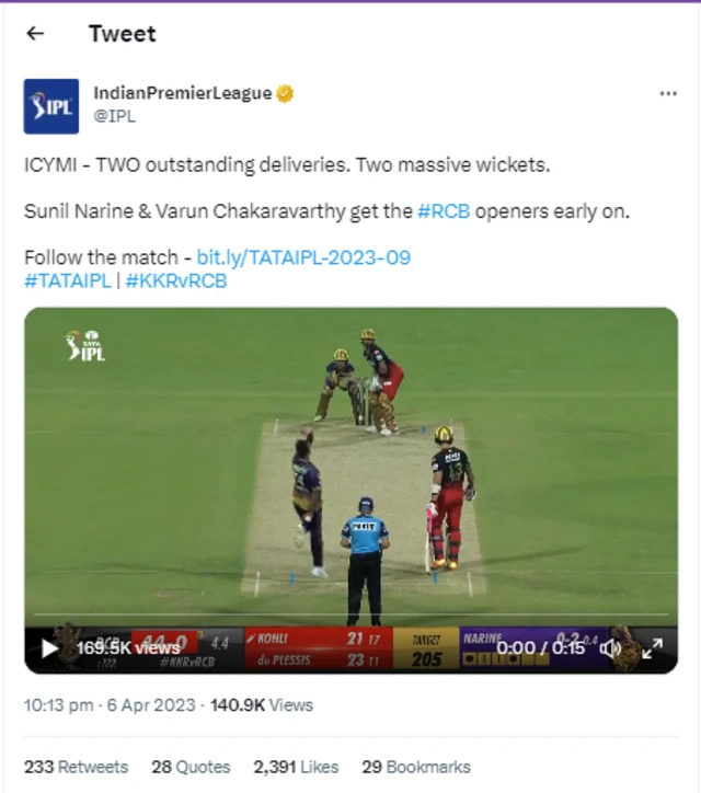 આઇપીએલનું ટ્વિટર હૅન્ડલ