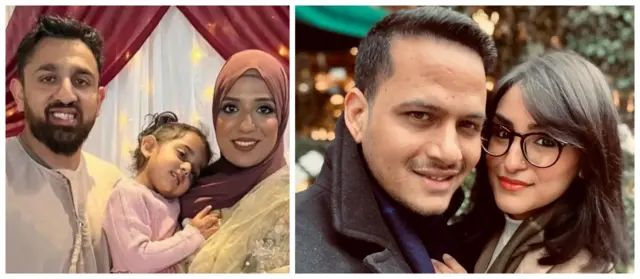 নানাবাওয়া পরিবার (বাঁয়ে), জাভেদ সৈয়দ ও তার স্ত্রী মারিয়ম (ডানে)