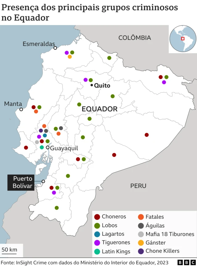 Mapa com a presença7games baixar aplicativo de enviar aplicativogrupos criminosos no Equador