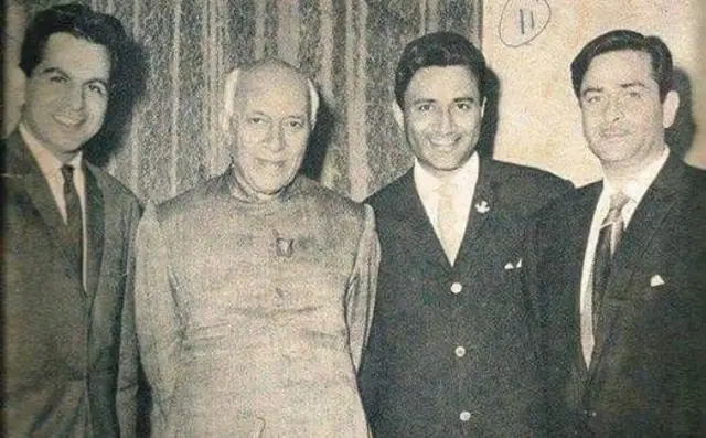 راج، دیو اور دلیپ کے ساتھ انڈیا کے پہلے وزیر اعظم جواہر لعل نہرو