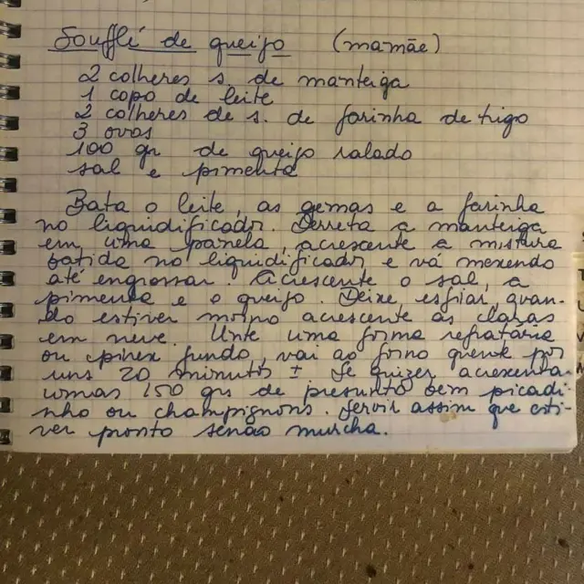 Receita de Eunice Paiva para o suflê