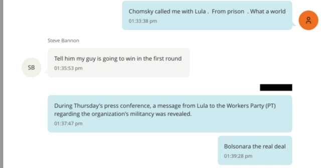 Troca de mensagens entre Steve Bannon e Jeffrey Epstein sobre o ex-presidente Jair Bolsonaro