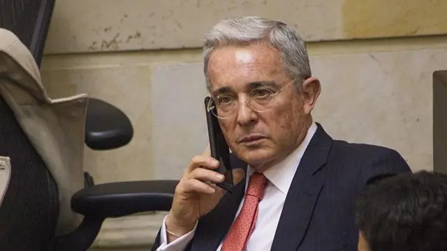 El expresidente de Colombia, Álvaro Uribe, durante una sesión en el Congreso sobre el acuerdo de paz en noviembre de 2016.