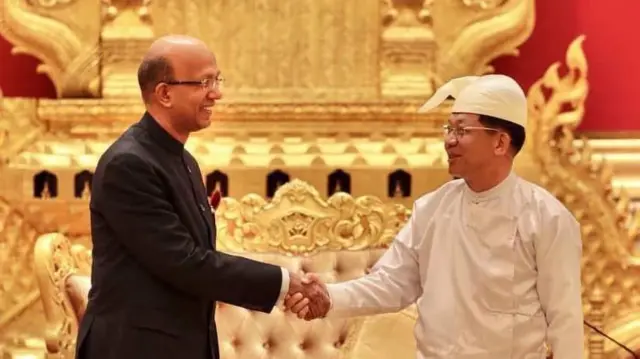 ပြီးခဲ့တဲ့နှစ်က အိန္ဒိယနိုင်ငံရဲ့သံအမတ်ခန့်အပ်လွှာ စစ်‌ကောင်စီထံပေးအပ်