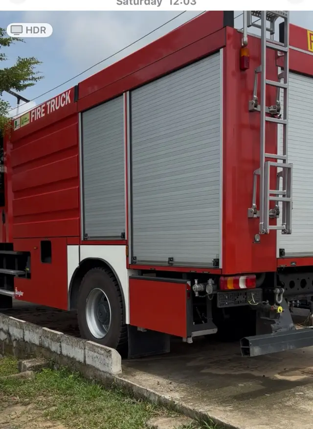 Fire truck wey dem station for Bille community hall