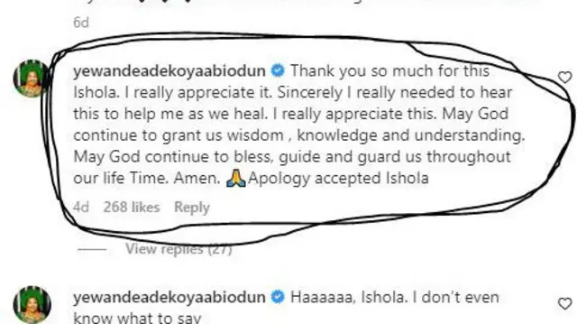 Ọrọ ti Yewande kọ pada si ọkọ rẹ