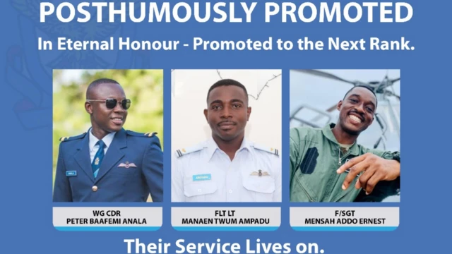 photos of the three airforce crew who perished in the helicopter crash and their posthumous ranks