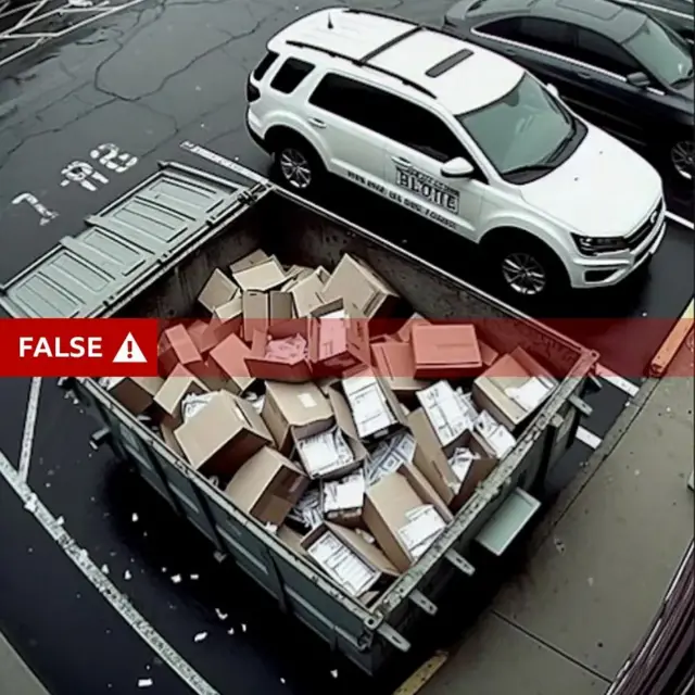 صورة مزيفة مصممة باستخدام "إيمدج كريتور" لصناديق اقتراع ملقاة في سلة مهملات