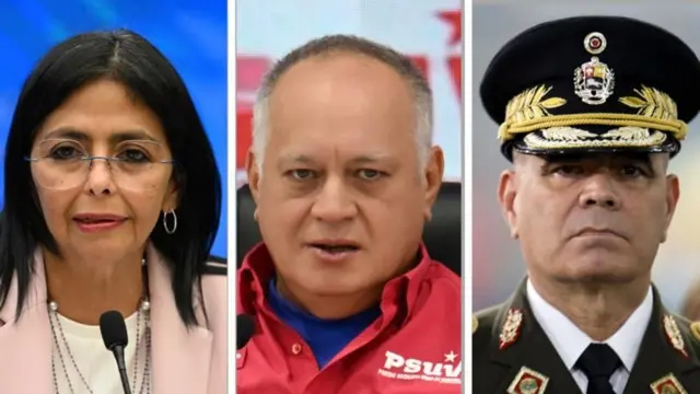 వెనెజ్వెలా ఉపాధ్యక్షురాలు డెల్సీ రోడ్రిగ్జ్, అంతర్గత వ్యవహారాల మంత్రి డియోస్టాడో కాబెల్లో, రక్షణ మంత్రి వ్లాదిమిర్ పాడ్రినో