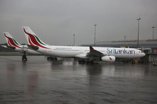 Sri Lankan Airlines airbus A330 airplanes at Bandaranaike International Airport in Colombo, Sri Lanka on 13 October 2017. 