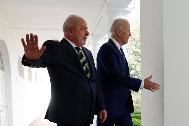 Presidentes Lula e Joe Biden durante encontro na Casa Branca,download 888poker10download 888pokerfevereiro