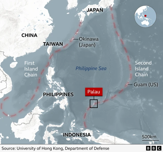 Palau na wurin da ake kira "Second Island Chain" wanda ke cike da tashoshin leƙen asiri na Amurka 