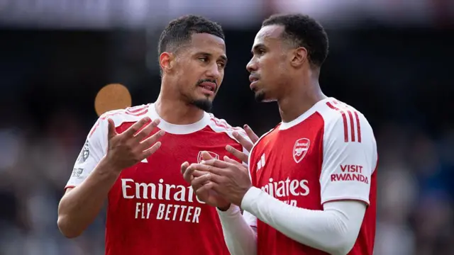 Ƴan tsaron baya na Arsenal William Saliba da Gabriel Maghales