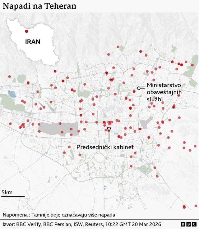 Мапа напада на Техеран