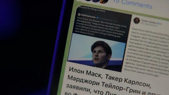 Pavel Durov en una publicación de Telegram en ruso.