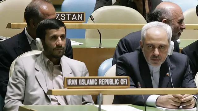 محمدجواد ظریف و محمود احمدی نژاد در سازمان ملل