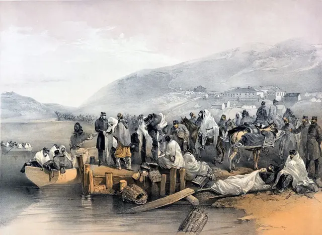 1855'te Balaklava'ya (Balıklava) indirilen yaralıların tablosu.