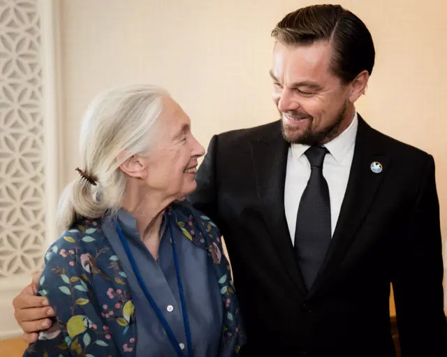 Bà Jane Goodall và tài tử Leonardo DiCaprio