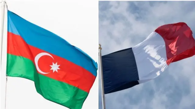 پرچم فرانسه و جمهوری آذربایجان