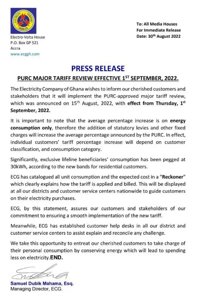 New electricity charges 