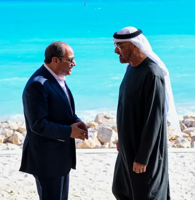 الرئيس المصري ونظيره الإماراتي في مدينة العلمين الساحلية في مصر أغسطس آب 2025