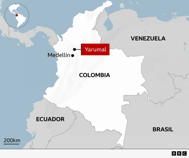 Un mapa muestra la ubicación desde donde fueron rescatados los 17 menores de edad en Colombia. 