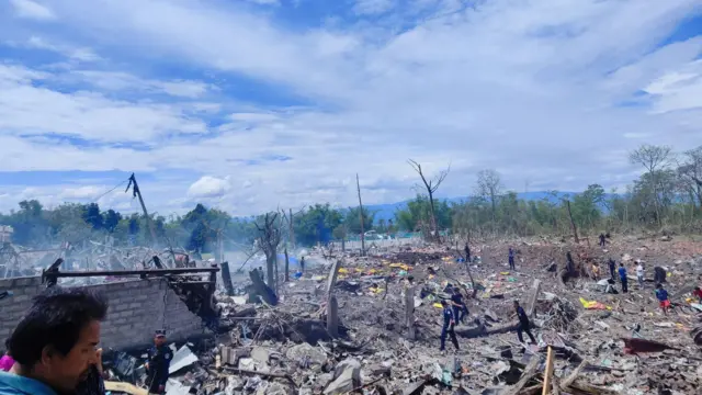 နမ့်ခမ်းမြို့နယ်၊ ကောင်းတပ်ရွာမှာဖြစ်ခဲ့တဲ့ ပေါက်ကွဲမှုဖြစ်ပြီးနောက် တွေ့ရတဲ့မြင်ကွင်း