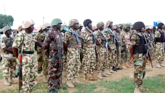 Nigeria soldiers standing for parade