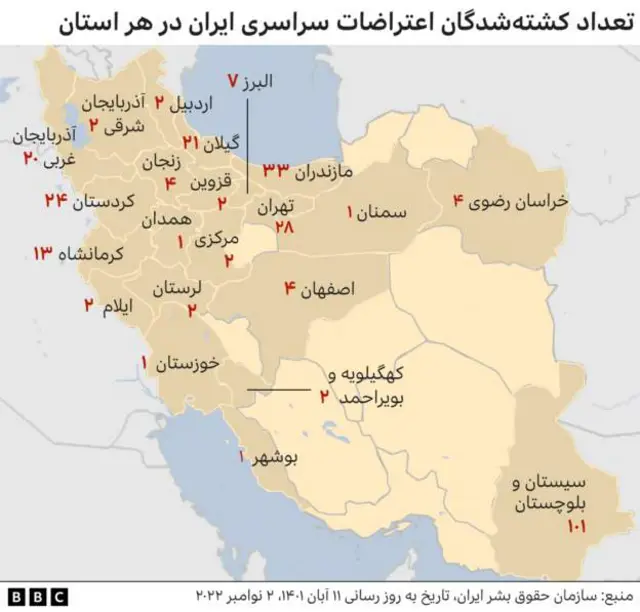 تعداد کشته شدگان اعتراضات 