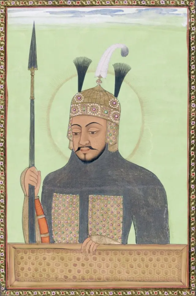 Амир Темурнинг ўрта асрда ишланган миниатюрадаги тасвири.
